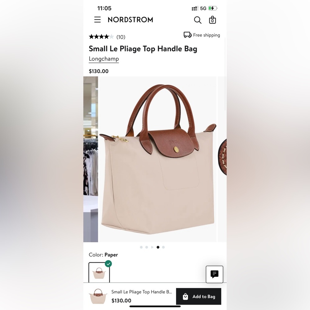 Longchamp Le Pliage Top Handle Bag in Brown and Cream